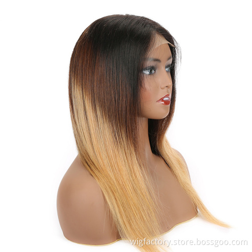 ombre straight lace front raw indian wigs vendors , lace wig glue private label accept,vigin Indian 13*4 lace forntal wig